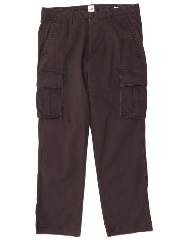 Gap Mens Straight Cargo Trousers W32 L30 Black Cotton