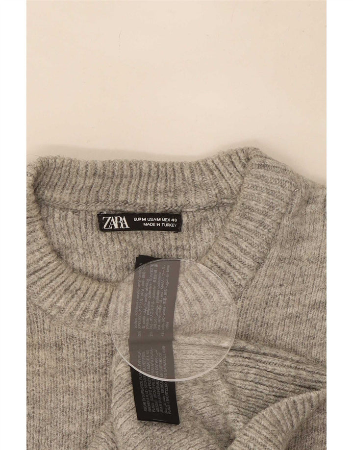 Zara Pull Col Rond Homme Gris Moyen Acrylique Moucheté
