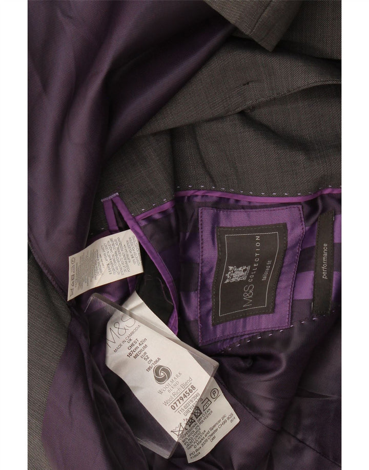 Marks & Spencer Veste blazer à 2 boutons pour homme Coupe ajustée IT 52 XL Gris laine
