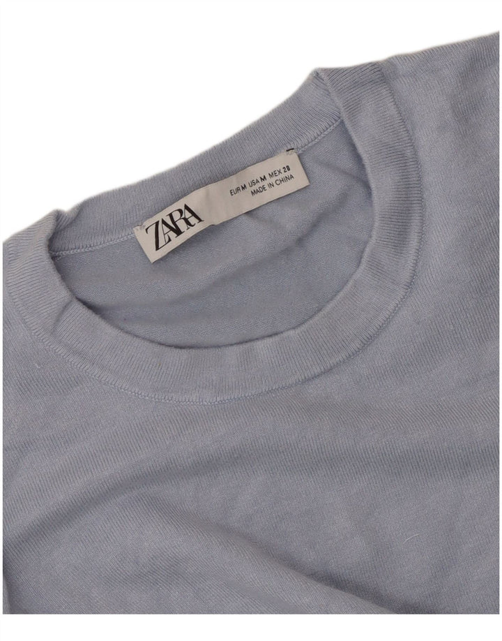 Zara Pull à col rond pour femme UK 12 Bleu moyen