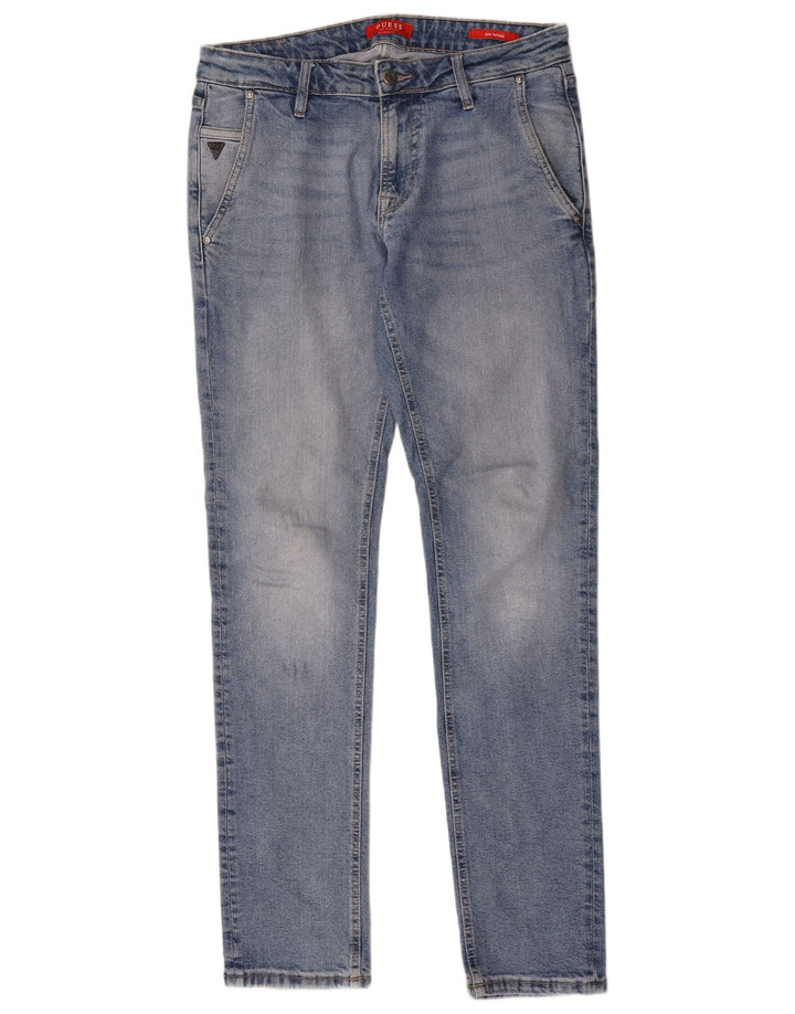 Guess Jean Slim Fuselé Femme W32 L34 Bleu Polyester
