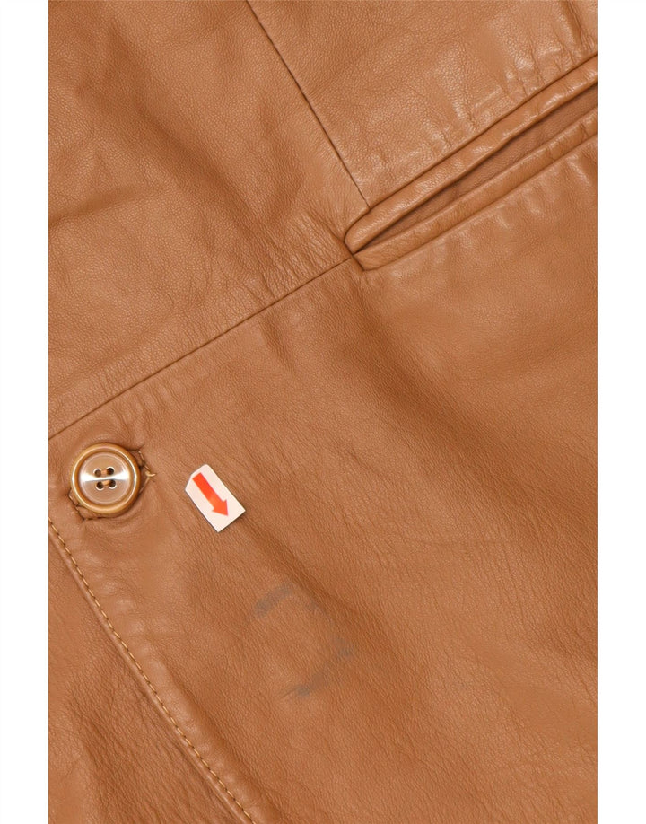 VINTAGE Veste blazer en cuir à 2 boutons pour homme IT 48 Cuir beige moyen