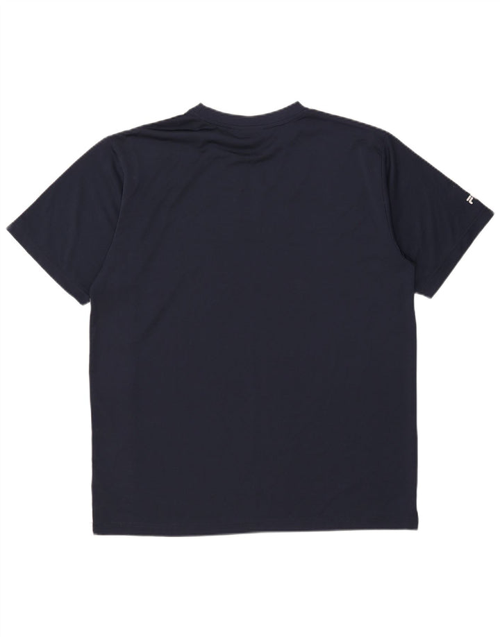 Fila T-Shirt Homme Haut Large Bleu Marine Colorblock Polyester