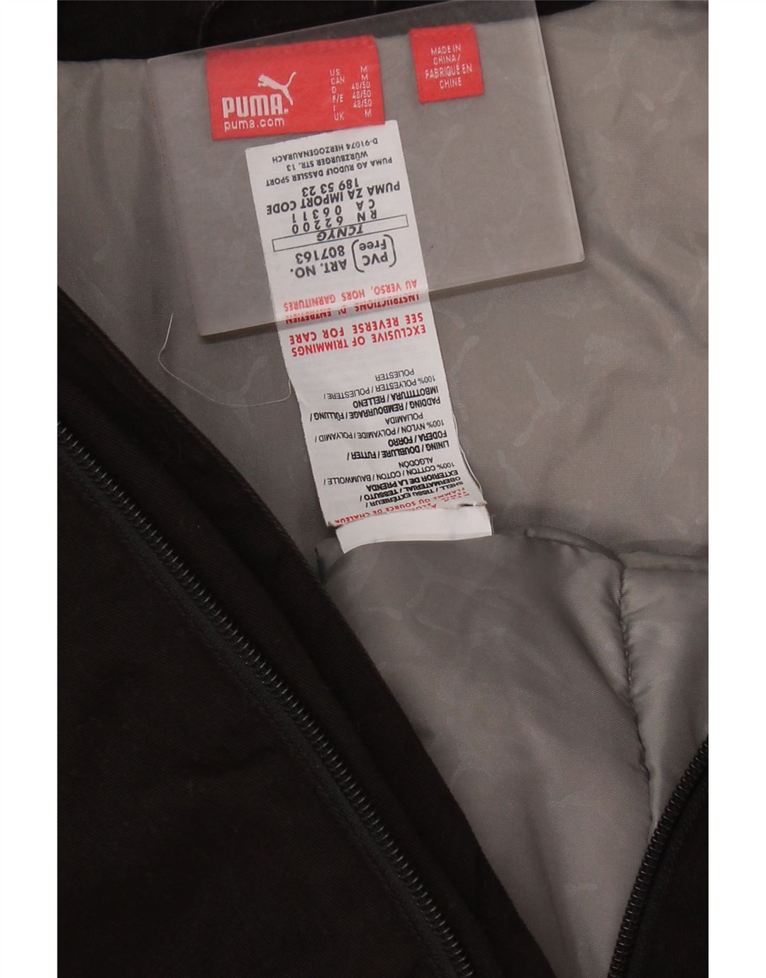 PUMA Veste Bomber Homme UK 38 Coton Noir Moyen