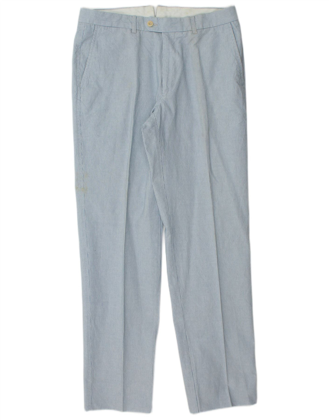 FAY Pantalon de costume droit pour homme IT 48 Medium W32 L31 Bleu en coton à fines rayures