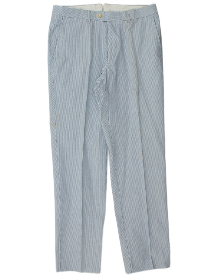 FAY Pantalon de costume droit pour homme IT 48 Medium W32 L31 Bleu en coton à fines rayures