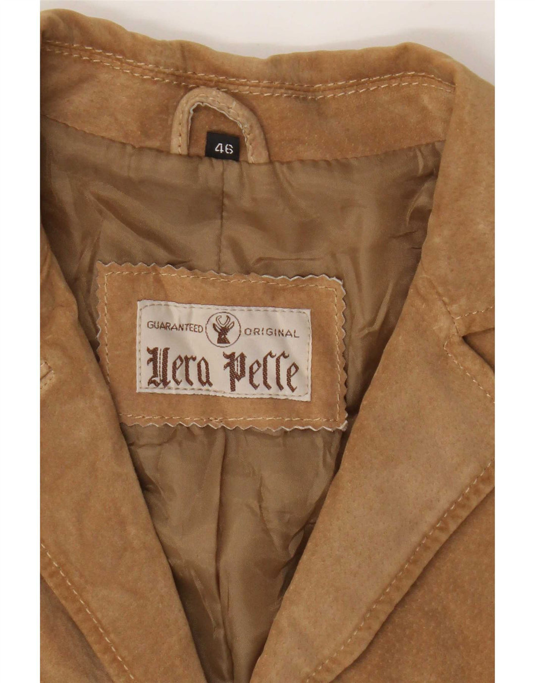 vintage Femme 3 Boutons Blazer En Daim Veste IT 46 Grand Cuir Beige