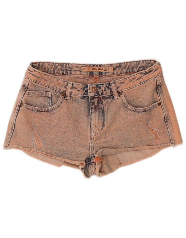 Zara Womens Denim Distressed Hot Pants EU 40 Moyen W30 Rose