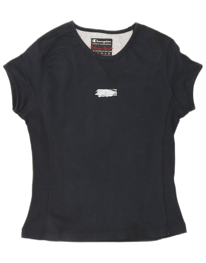 CHAMPION T-shirt Heritage Classics pour femme UK 12 en coton noir moyen