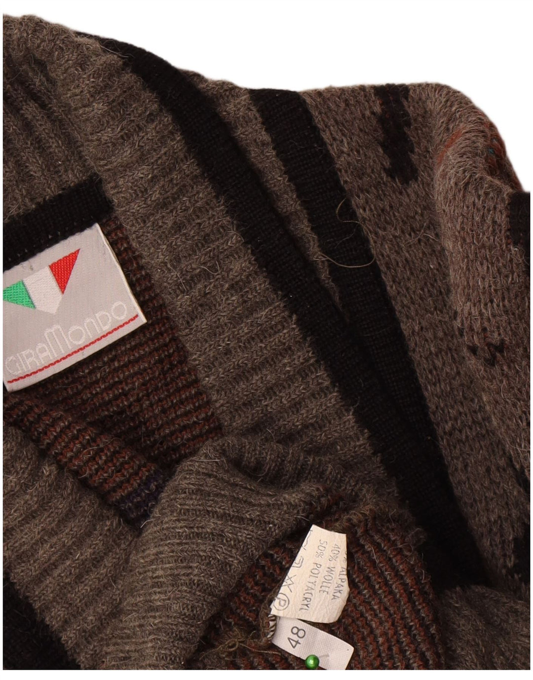Giramondo Pull Cardigan Croisé Homme IT 48 Gris Moyen Géométrique