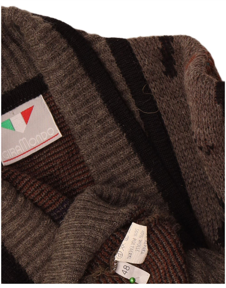 Giramondo Pull Cardigan Croisé Homme IT 48 Gris Moyen Géométrique