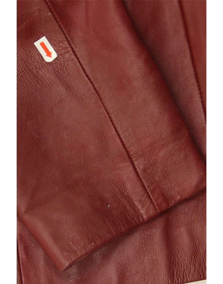 Conbipel Veste Blazer En Cuir 3 Boutons Femme IT 46 Grand Cuir Bordeaux