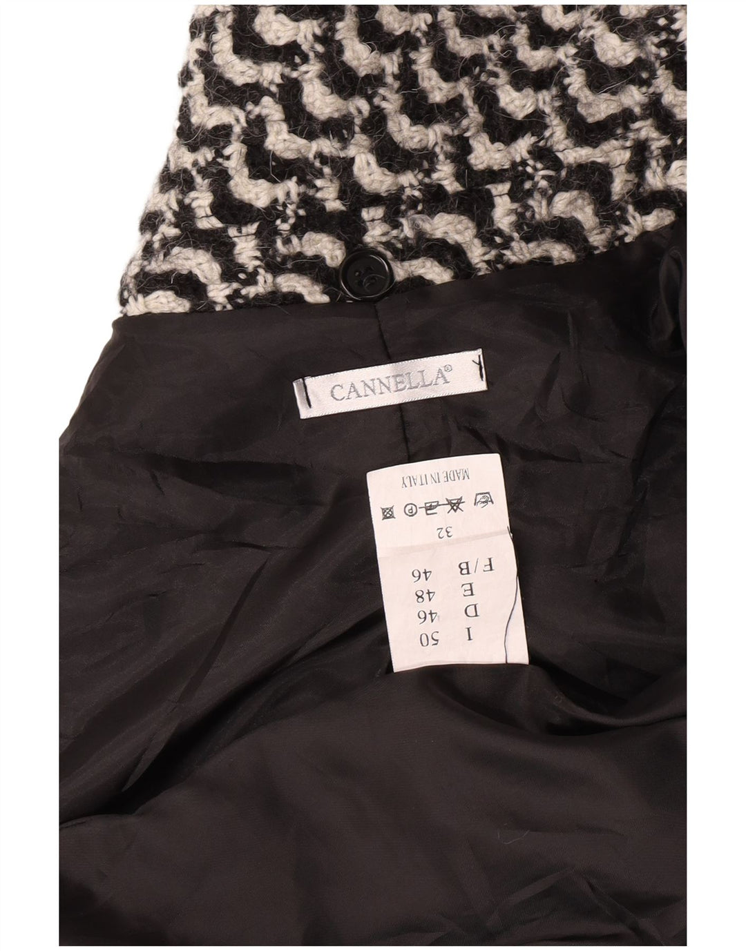vintage Femme Pardessus IT 50 XL Noir Géométrique Acétate