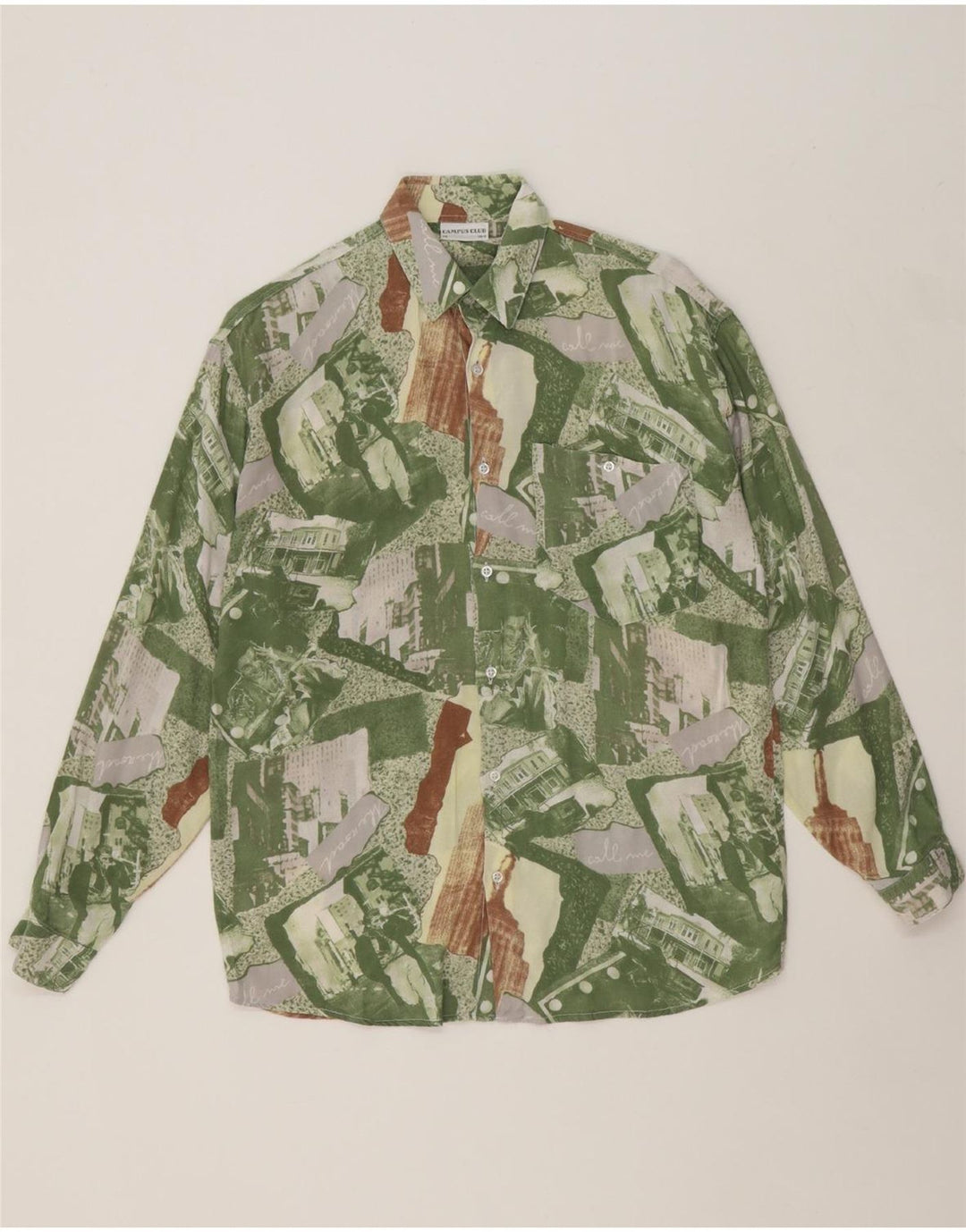 CAMPUS CLUB Boys Oversized Abstract Pattern Shirt 13-14 Years Green Vintage Campus Club and Second-Hand Campus Club from Messina Hembry 