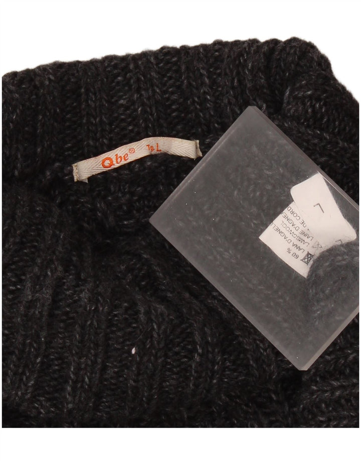 vintage Mens Roll Neck Jumper Pull Grande laine d’agneau grise