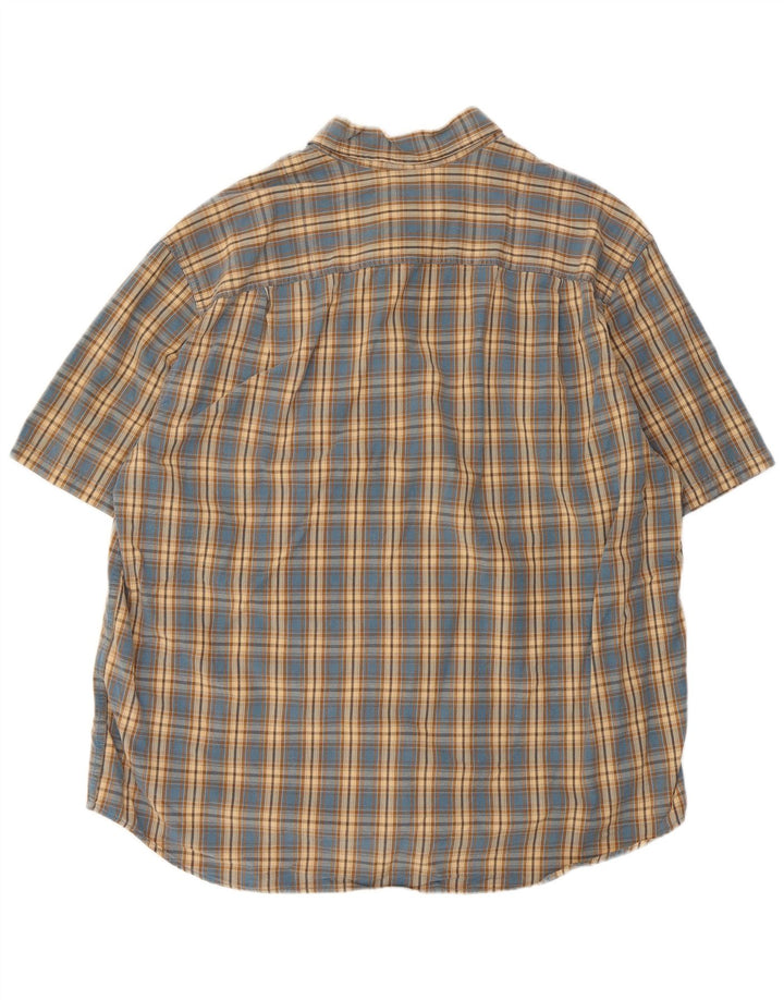 EDDIE BAUER Chemise à manches courtes pour hommes XL Bleu à carreaux en coton