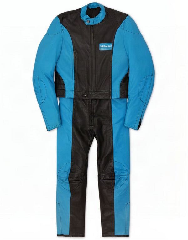Ensemble 2 pièces moto vintage pour homme IT 50 Large W30 L28 Bleu Colourblock