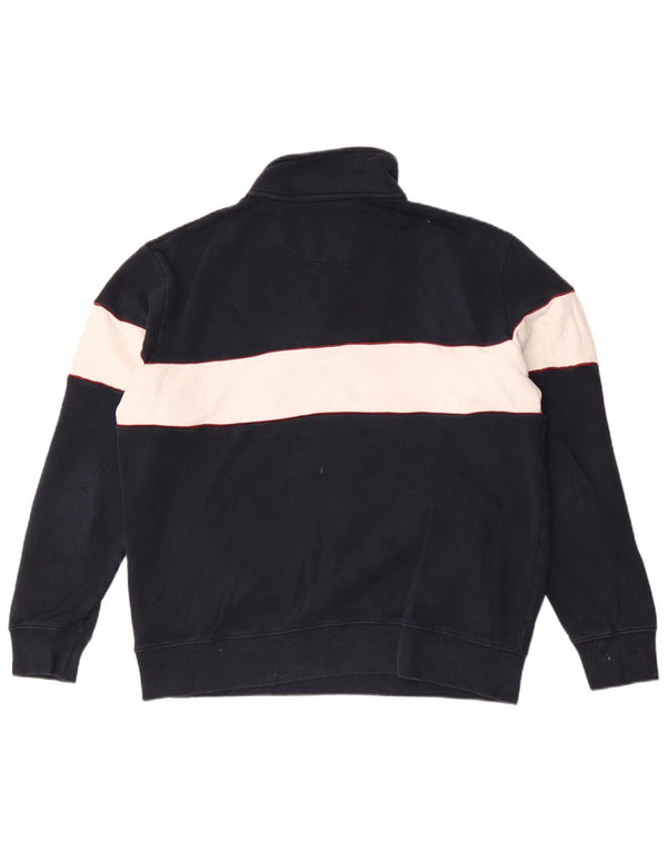 Marks & Spencer Sweat-shirt à col zippé pour homme, grand, bleu marine, color block
