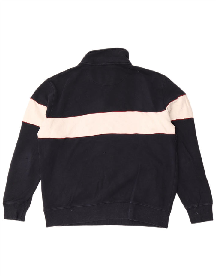 Marks & Spencer Sweat-shirt à col zippé pour homme, grand, bleu marine, color block