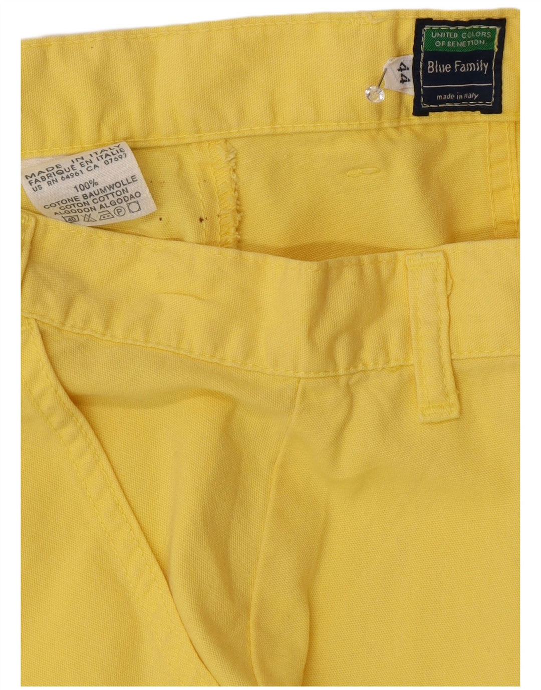 Benetton Mini Jupe Femme IT 44 Medium W28 Jaune Coton