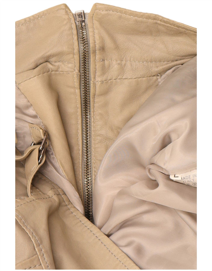 veste en cuir femme vintage UK 16 Grand cuir beige
