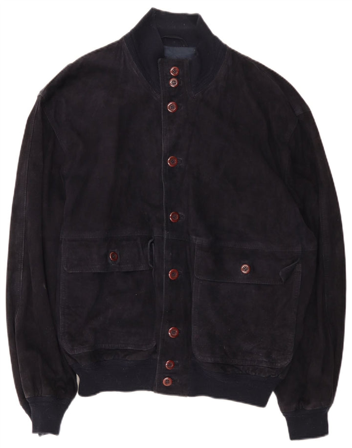 Veste Bomber Homme Vintage IT 50 Grand Bleu Marine