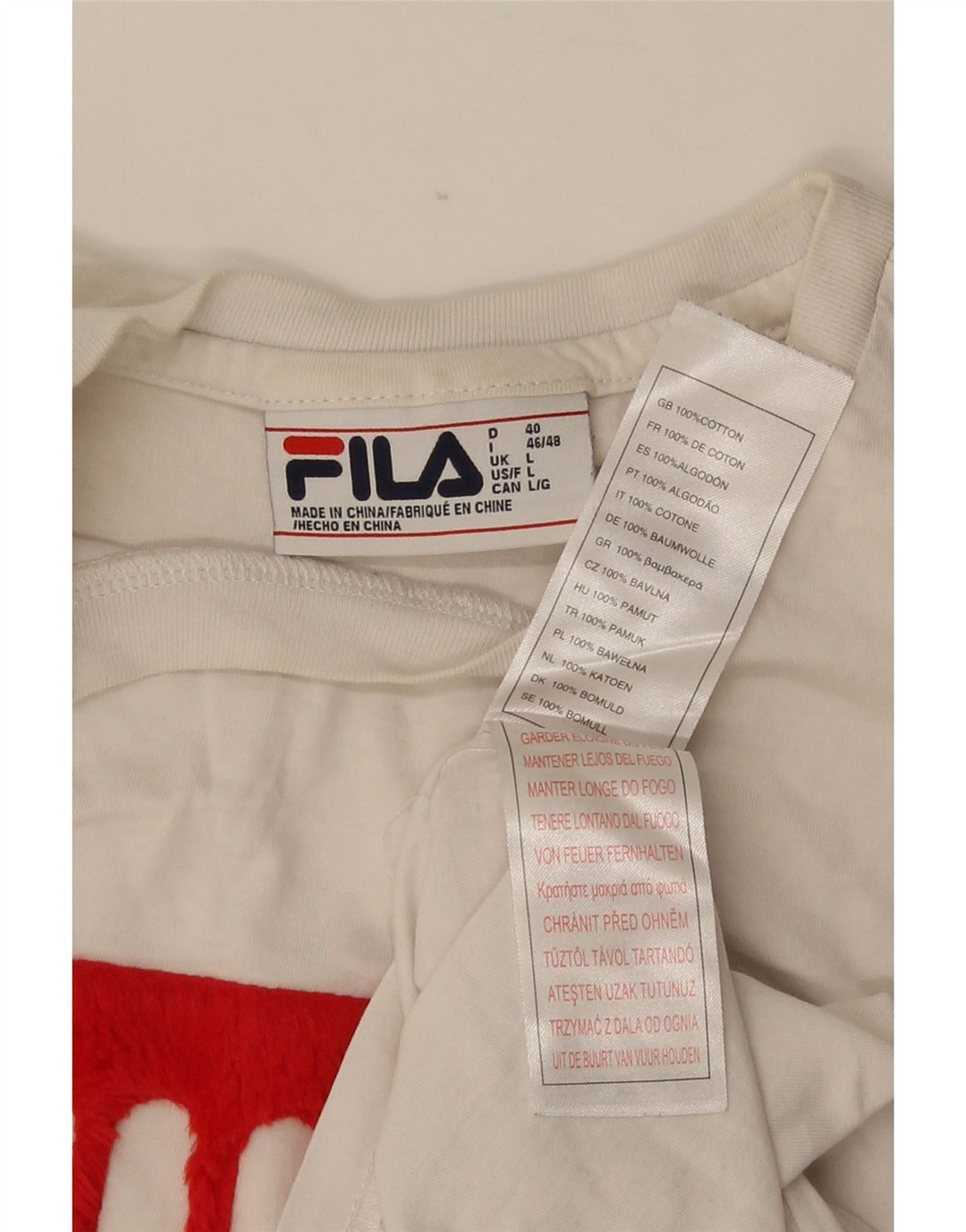 Fila T-shirt graphique pour hommes, grand, blanc, coton