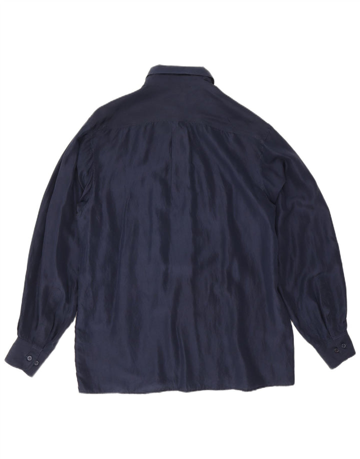 Chemise Homme Vintage Grande Soie Bleu Marine