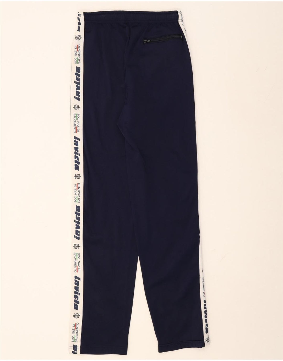 INVICTA Mens Graphic Tracksuit Trousers Medium Navy Blue Colourblock Vintage Invicta and Second-Hand Invicta from Messina Hembry 