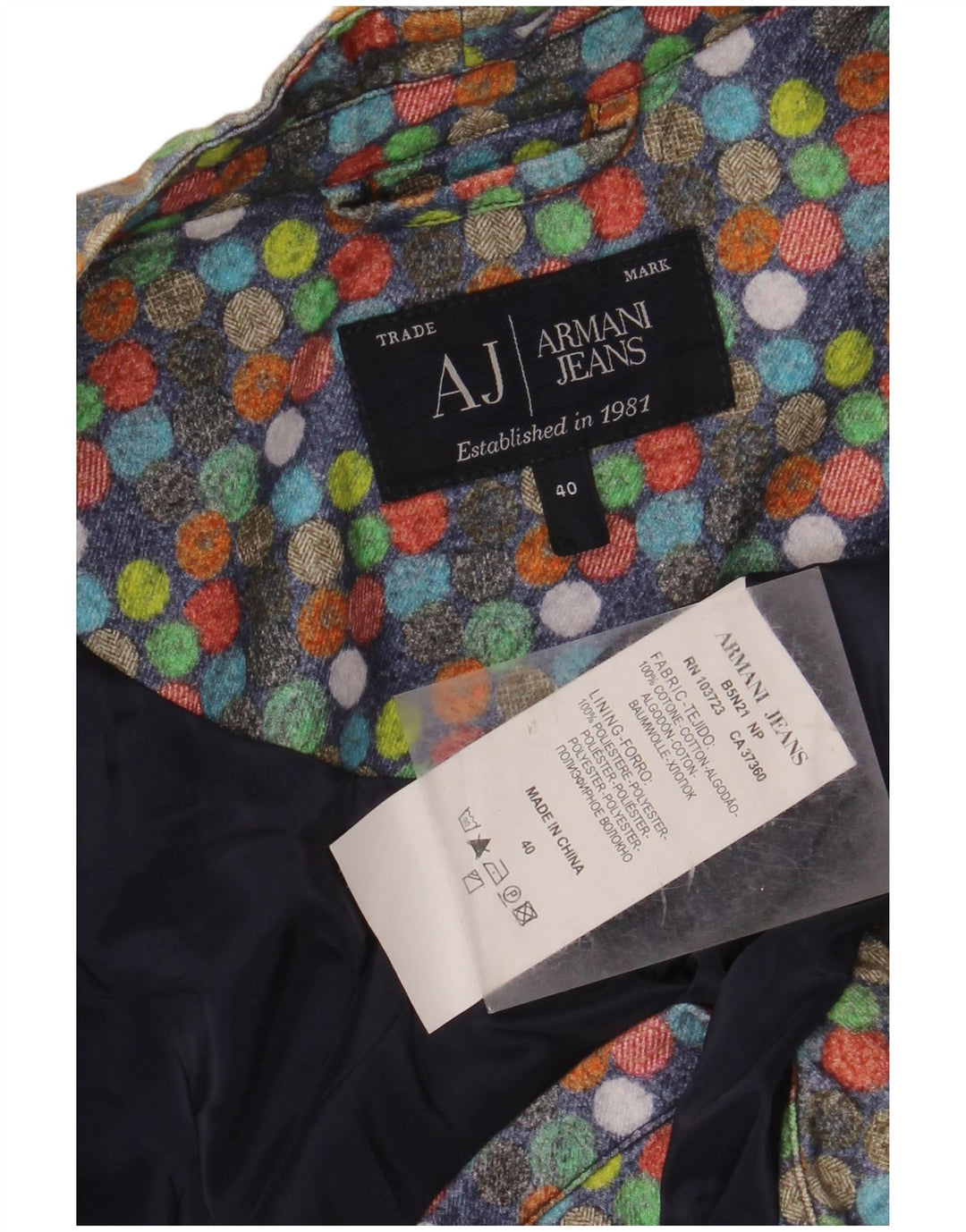 ARMANI JEANS Veste Blazer Femme IT 40 Petit Pois Multicolore