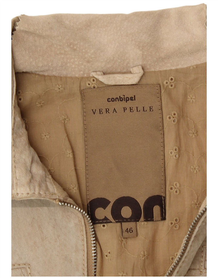 Conbipel Veste Bomber Daim Femme IT 46 Grand Cuir Beige