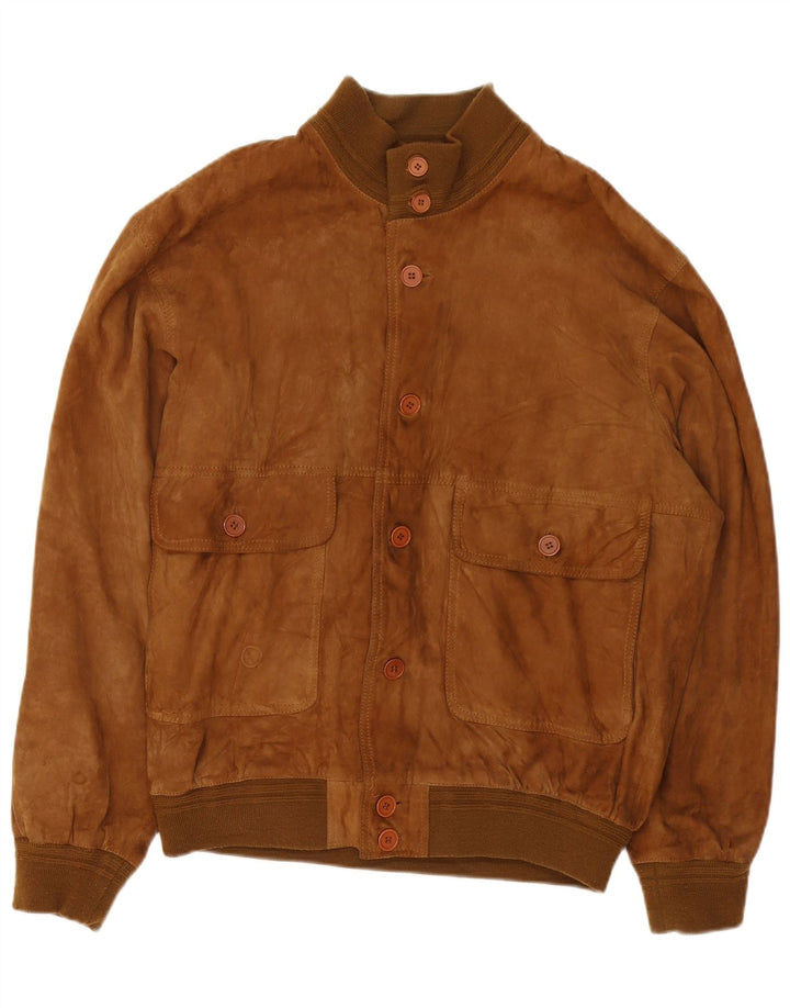 Veste Bomber En Daim Vintage Homme IT 52 XL Cuir Marron