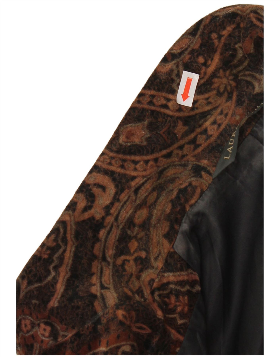 Laura Ashley Veste blazer en velours à 2 boutons pour femme UK 8 Petit motif cachemire marron