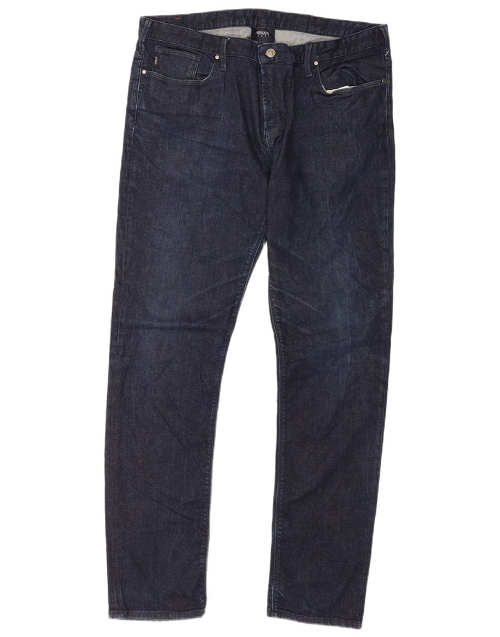 Armani Jeans Slim Homme W36 L34 Bleu Marine Coton