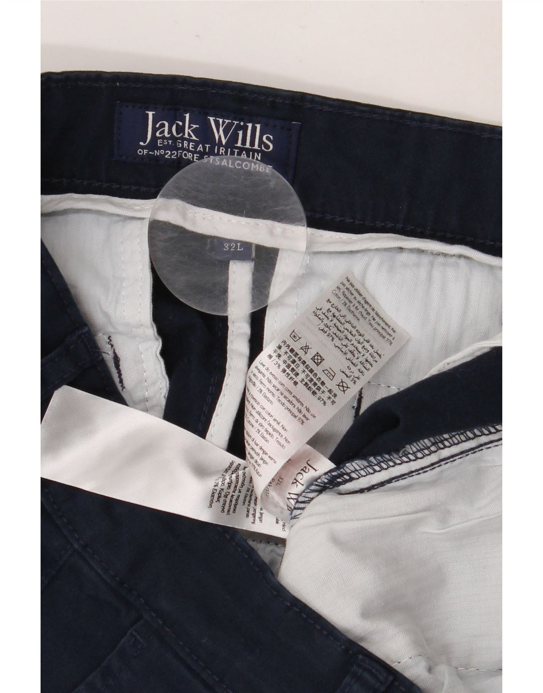JACK WILLS Pantalon Chino Pegged Homme W32 L29 Bleu Marine Coton