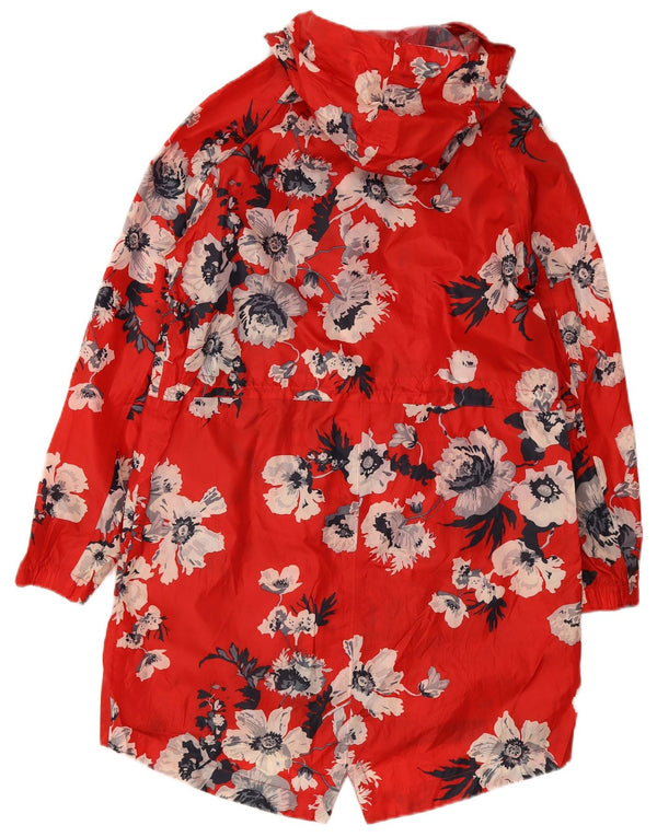 Joules Manteau imperméable à capuche pour femme UK 42 en polyester floral rouge moyen