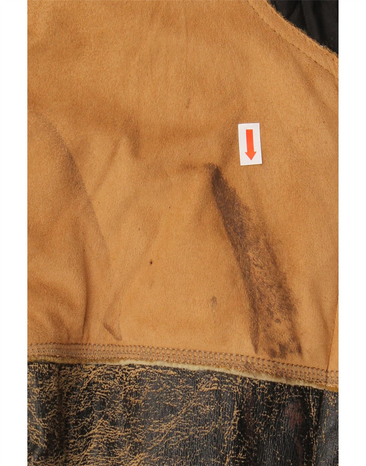 ENERGIE Veste Sherpa Homme UK 40 Large Marron Patchwork Coton