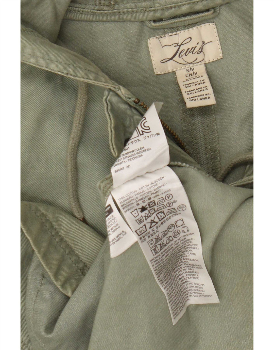 Levi's Veste utilitaire à capuche pour femme UK 10 Small Vert Coton