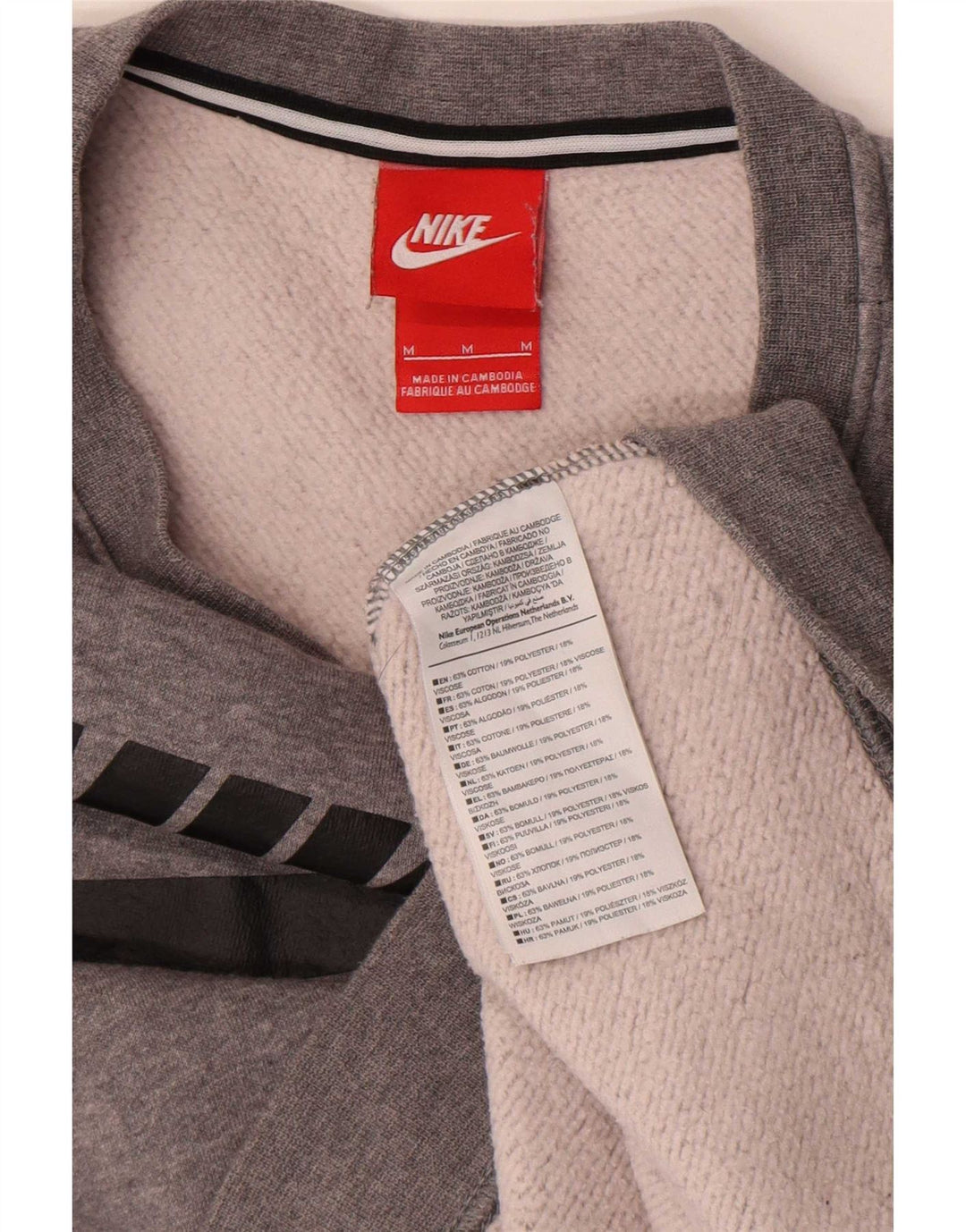 Nike Sweat-shirt graphique pour femme UK 14 Gris moyen en coton moucheté