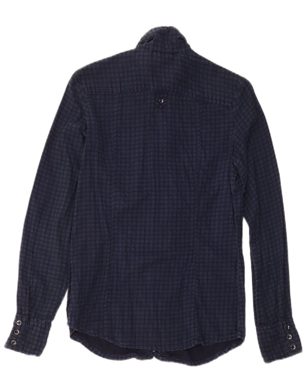 Gas Chemise à volants pour femme UK 2 2XS Bleu marine en coton à pois