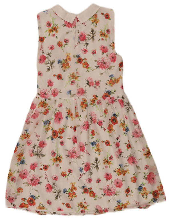 Zara Womens Trafaluc Robe trapèze sans manches UK 12 Moyen Blanc Floral