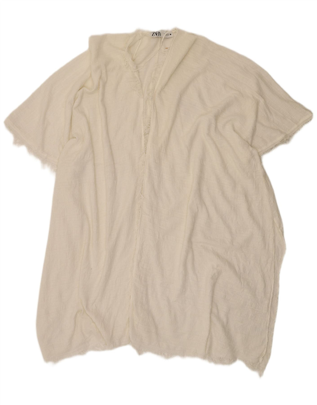 Zara Cardigan long surdimensionné à manches courtes pour femme UK 14 Blanc moyen