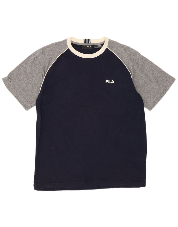Fila Homme T-Shirt Top Petit Bleu Marine Colorblock Coton