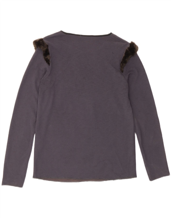 Zara Femme Top Manches Longues UK 10 Petit Gris Polyester