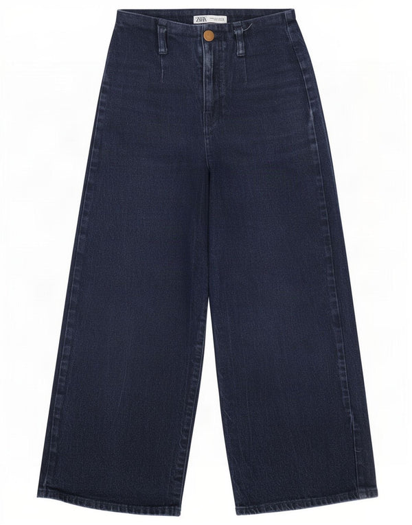 Zara Womens High Rise Wide Leg Jeans EU 36 XS W26 L23 Navy Blue