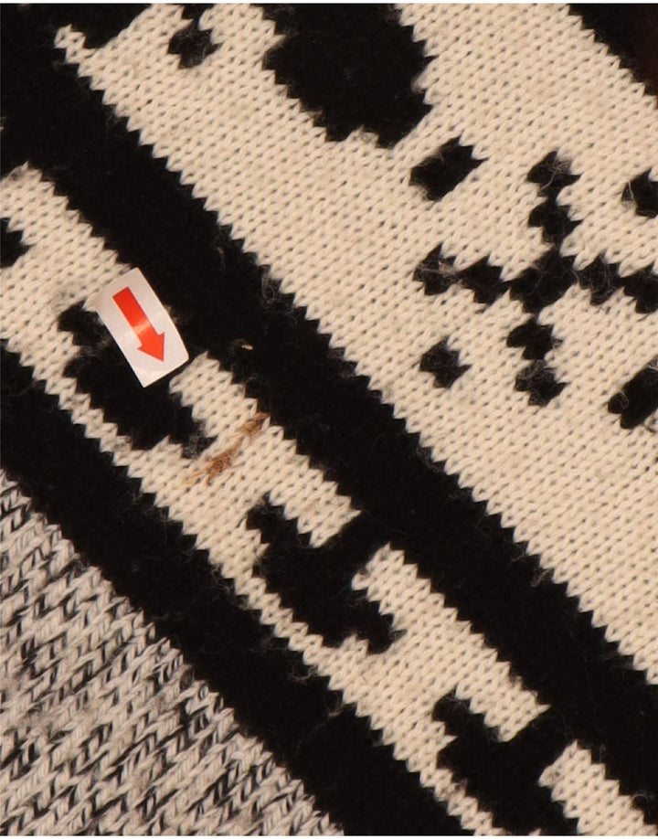 VINTAGE Pull col roulé pour homme 2XL Gris Fair Isle Acrylique