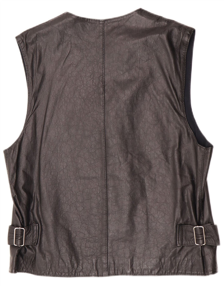 gilet en cuir homme vintage UK 36 Petit Noir