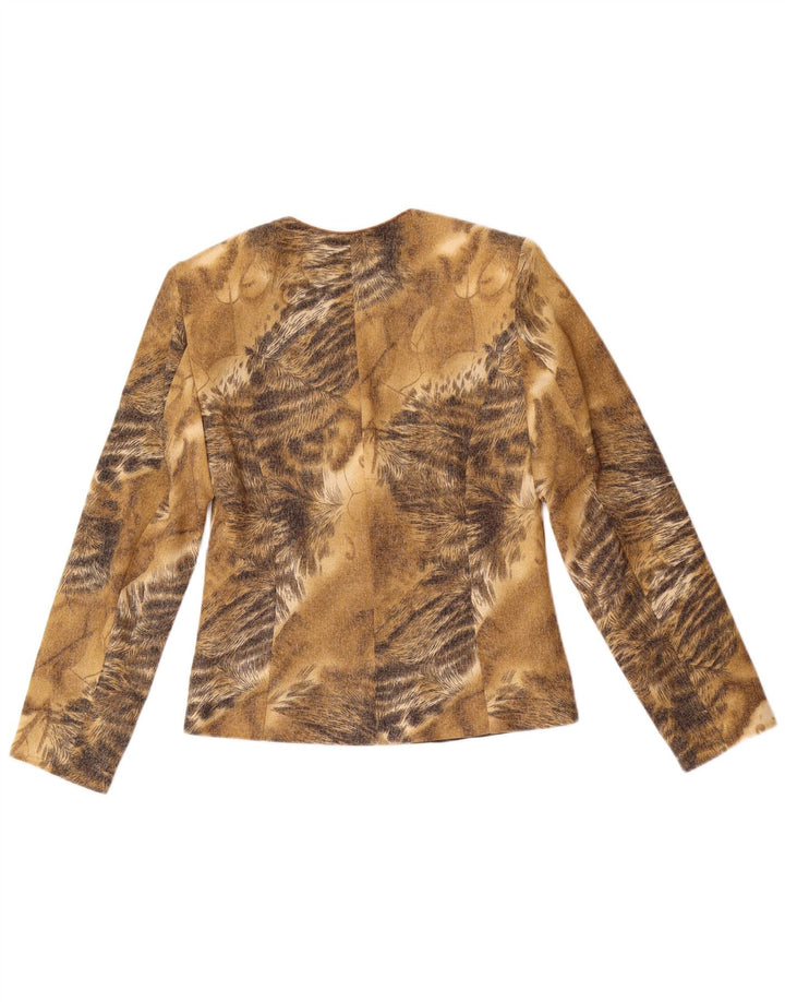 vintage Femme 3 Bouton Blazer Veste IT 42 Marron Moyen Imprimé Animal