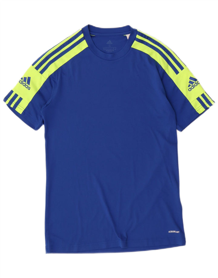 Adidas Hommes Aeroready Graphic T-Shirt Top Petit Bleu Colorblock Polyester