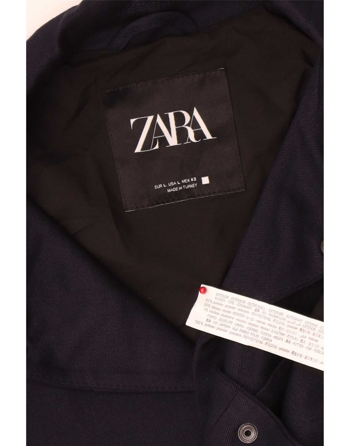 Zara Veste Bomber Homme UK 40 Large Bleu Marine Polyester
